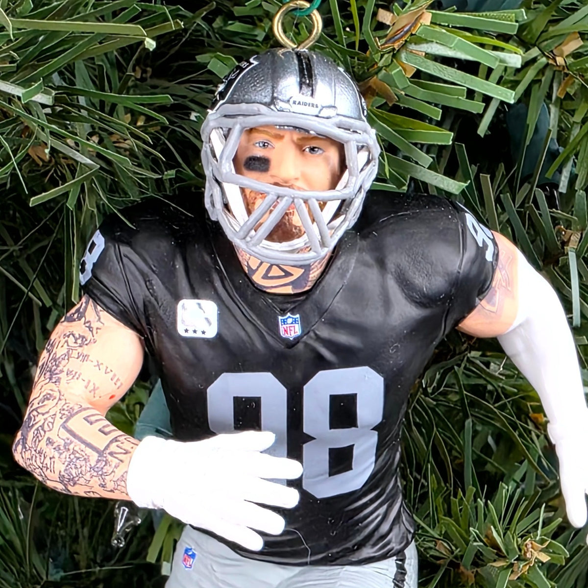 Maxx Crosby Las Vegas Raiders Football NFL Xmas Tree Ornament Holiday Jersey #98