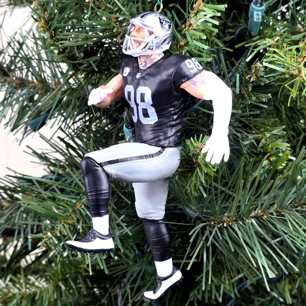 Maxx Crosby Las Vegas Raiders Football NFL Xmas Tree Ornament Holiday Jersey #98