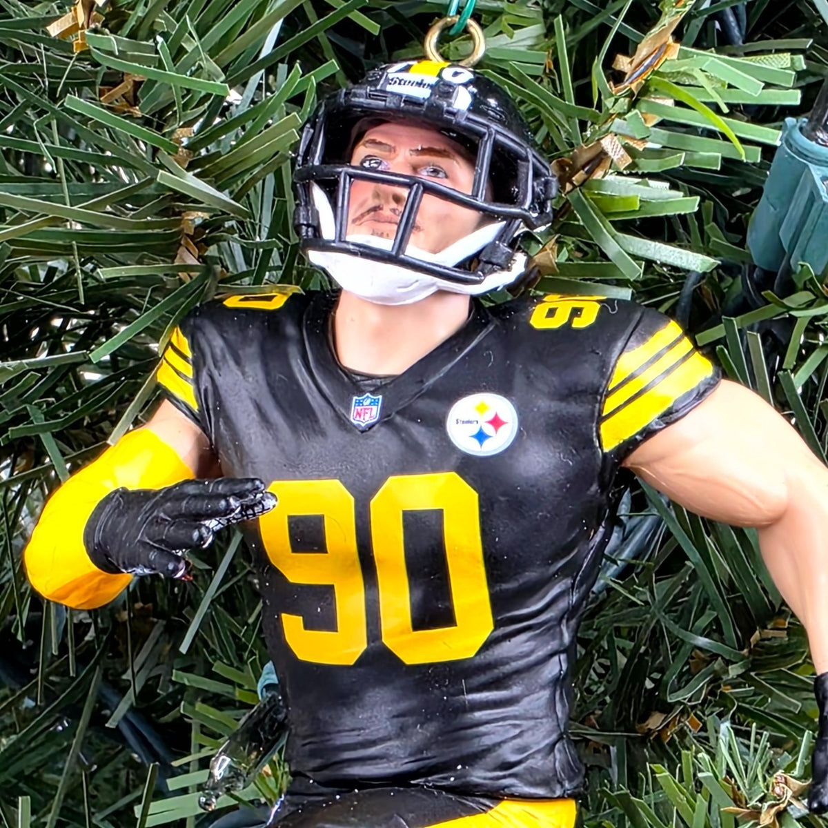 TJ Watt Pittsburgh Steelers Football NFL Xmas Tree Ornament Holiday Jersey #90