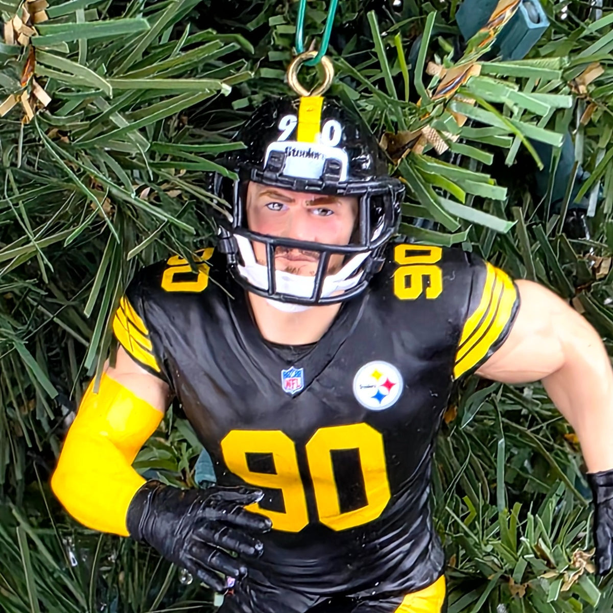 TJ Watt Pittsburgh Steelers Football NFL Xmas Tree Ornament Holiday Jersey #90