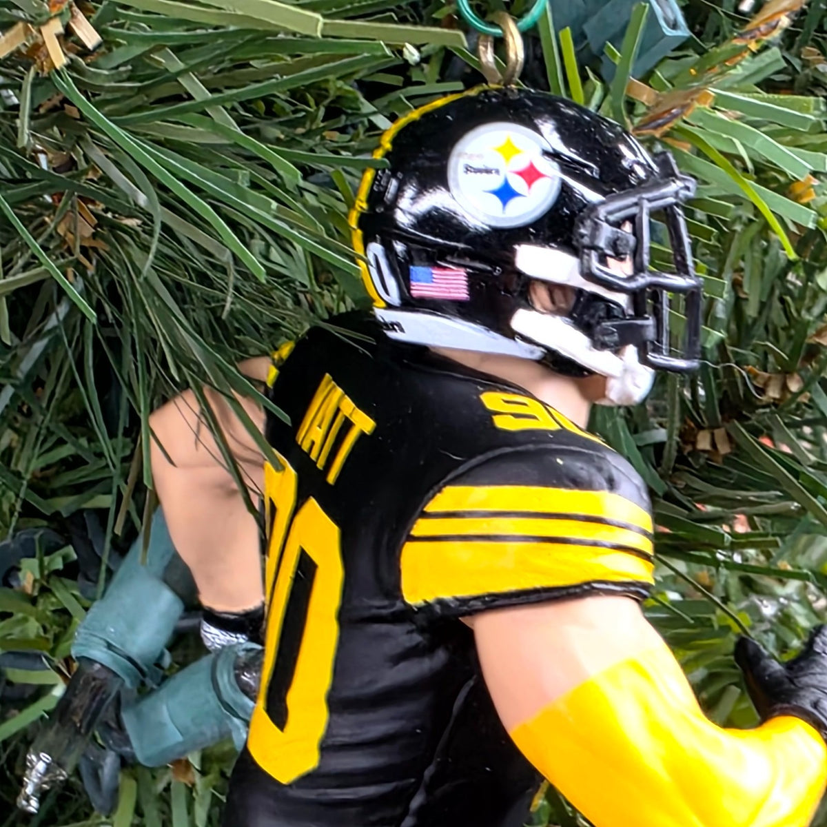 TJ Watt Pittsburgh Steelers Football NFL Xmas Tree Ornament Holiday Jersey #90