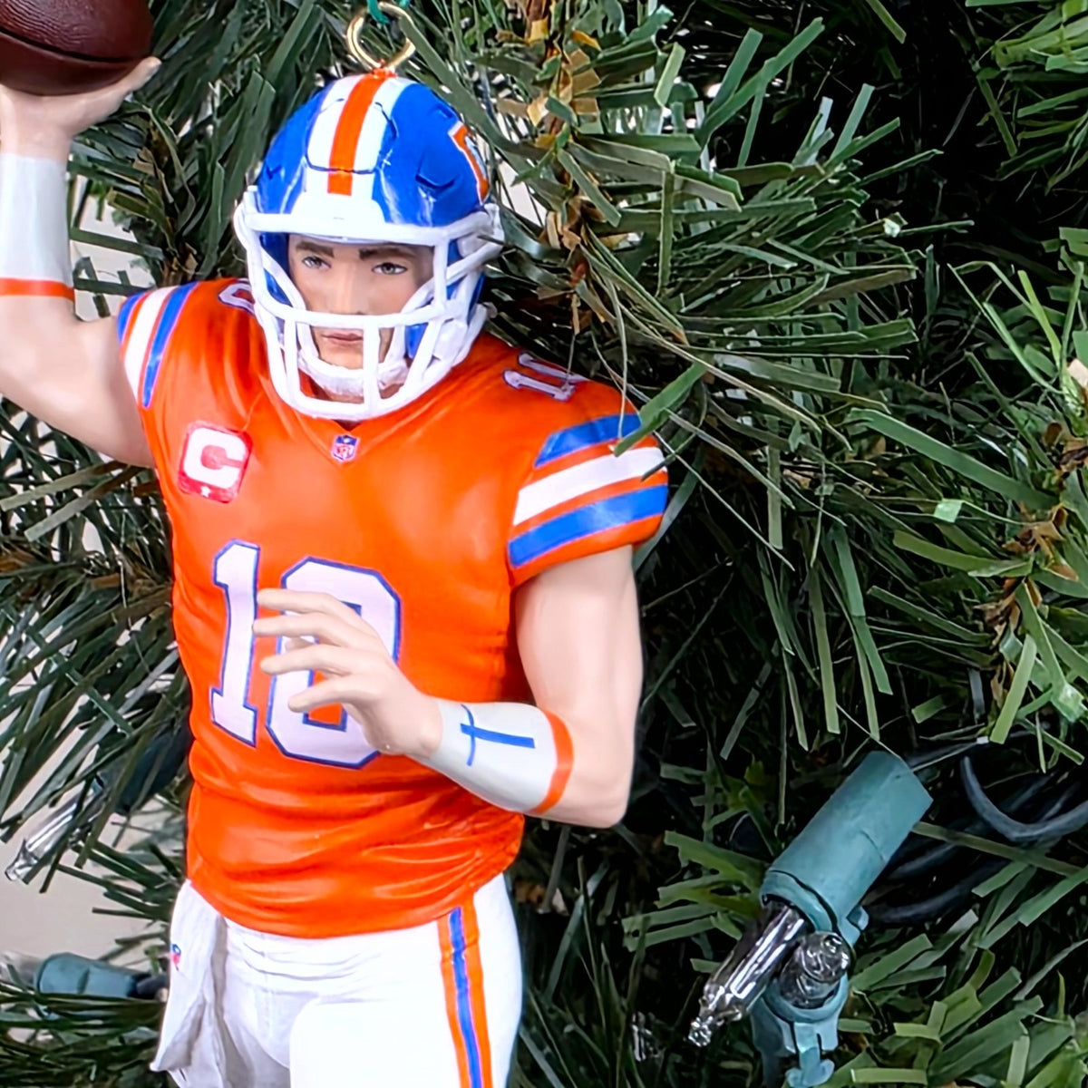 Bo Nix Denver Broncos Football NFL Xmas Tree Ornament Holiday vtg Jersey #10