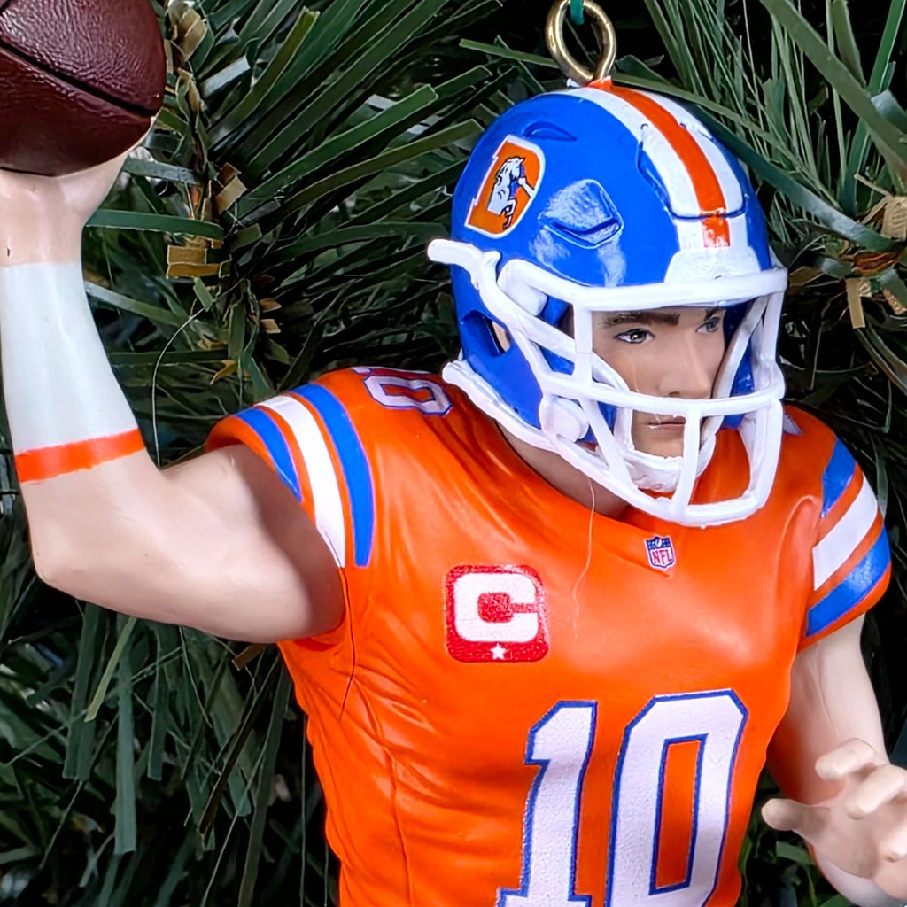 Bo Nix Denver Broncos Football NFL Xmas Tree Ornament Holiday vtg Jersey #10