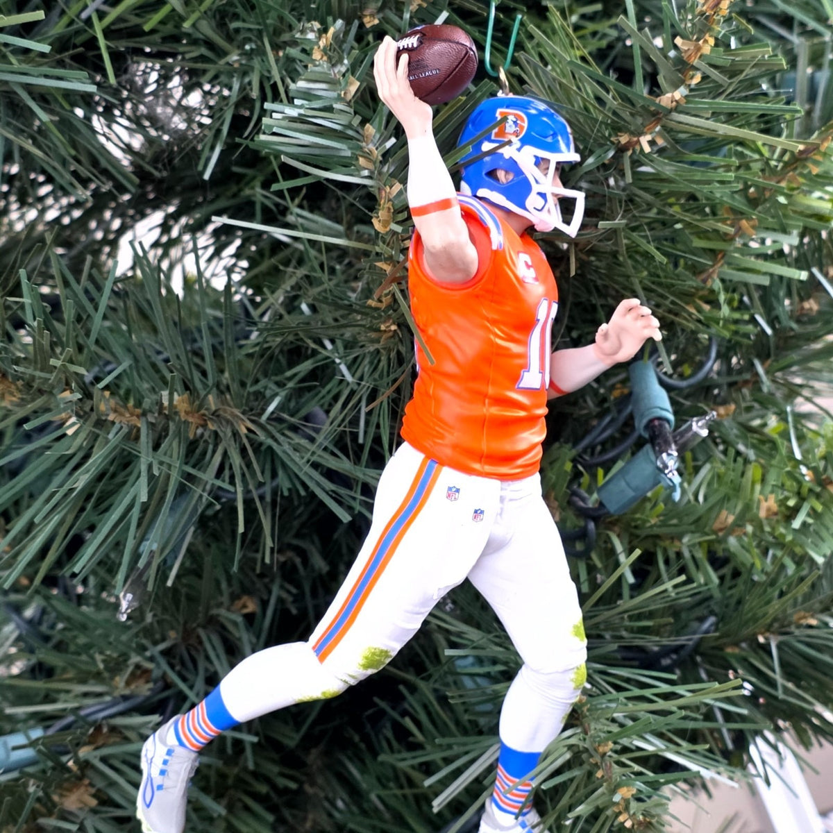 Bo Nix Denver Broncos Football NFL Xmas Tree Ornament Holiday vtg Jersey #10