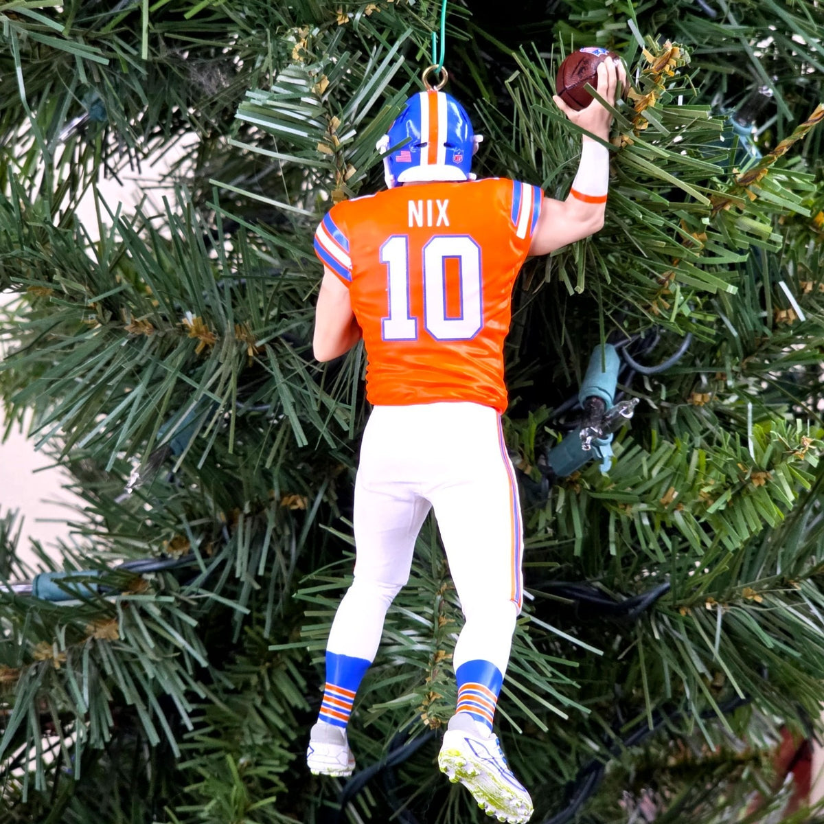 Bo Nix Denver Broncos Football NFL Xmas Tree Ornament Holiday vtg Jersey #10
