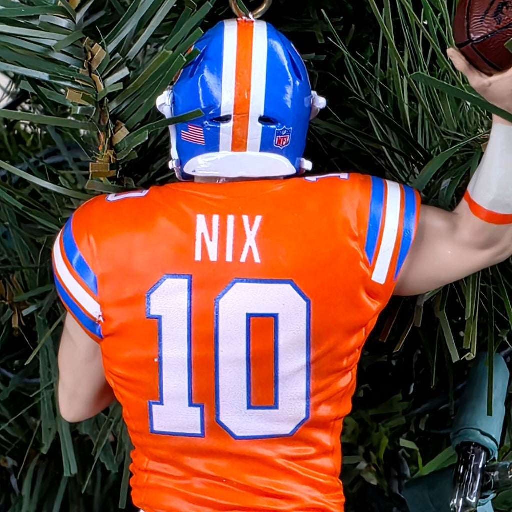 Bo Nix Denver Broncos Football NFL Xmas Tree Ornament Holiday vtg Jersey #10