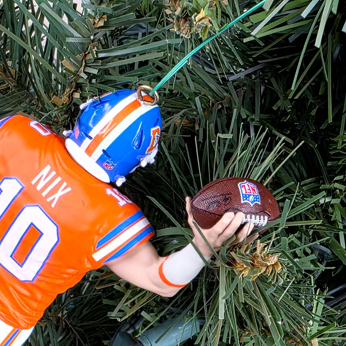 Bo Nix Denver Broncos Football NFL Xmas Tree Ornament Holiday vtg Jersey #10