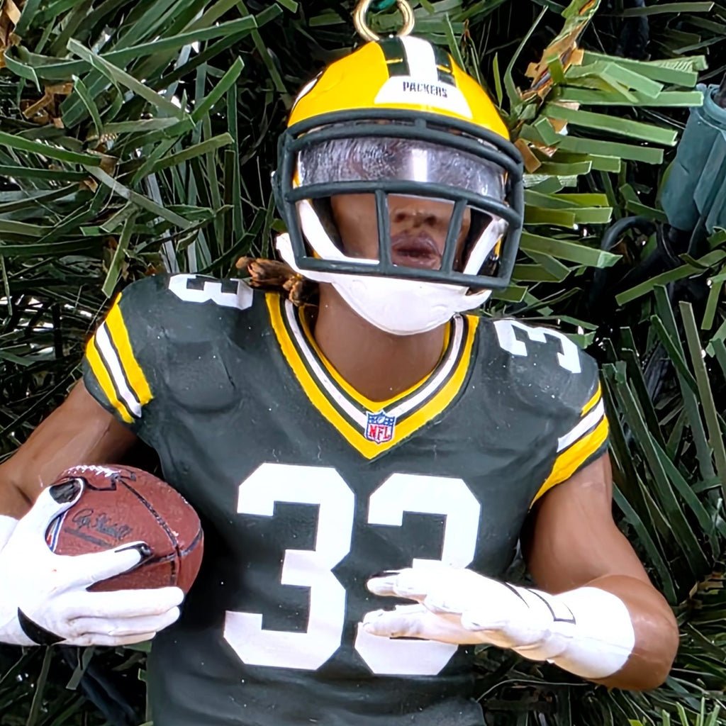 Aaron Jones Green Bays Packers Football NFL Xmas Tree Ornament Holiday Jersey 33