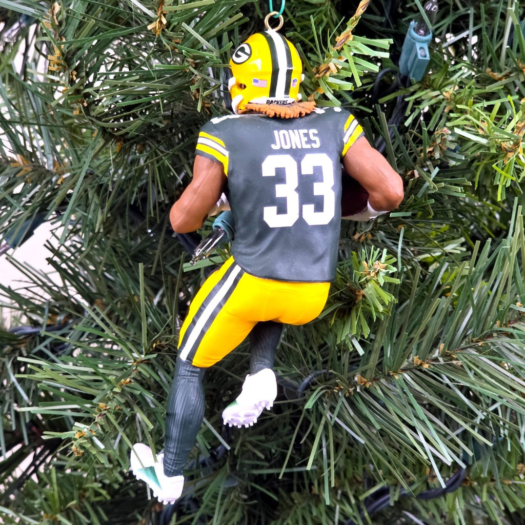 Aaron Jones Green Bays Packers Football NFL Xmas Tree Ornament Holiday Jersey 33