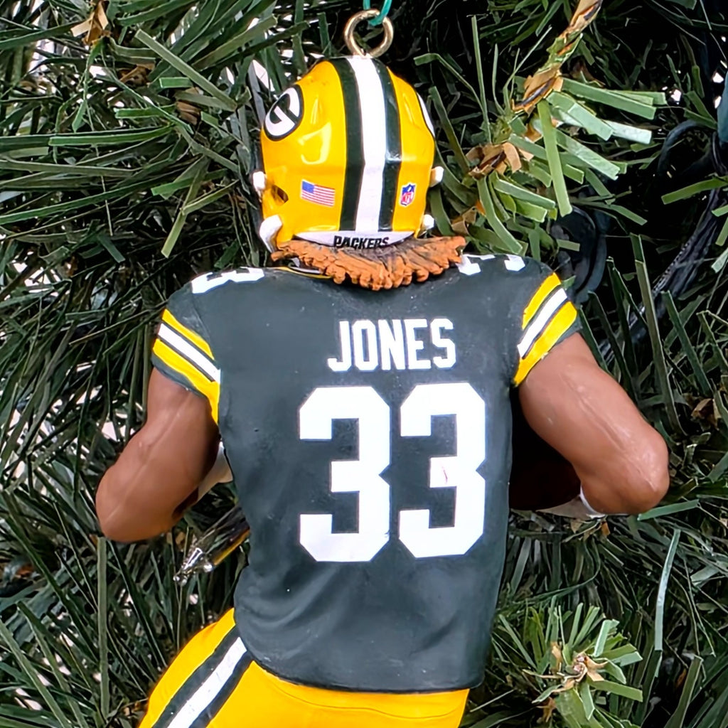 Aaron Jones Green Bays Packers Football NFL Xmas Tree Ornament Holiday Jersey 33