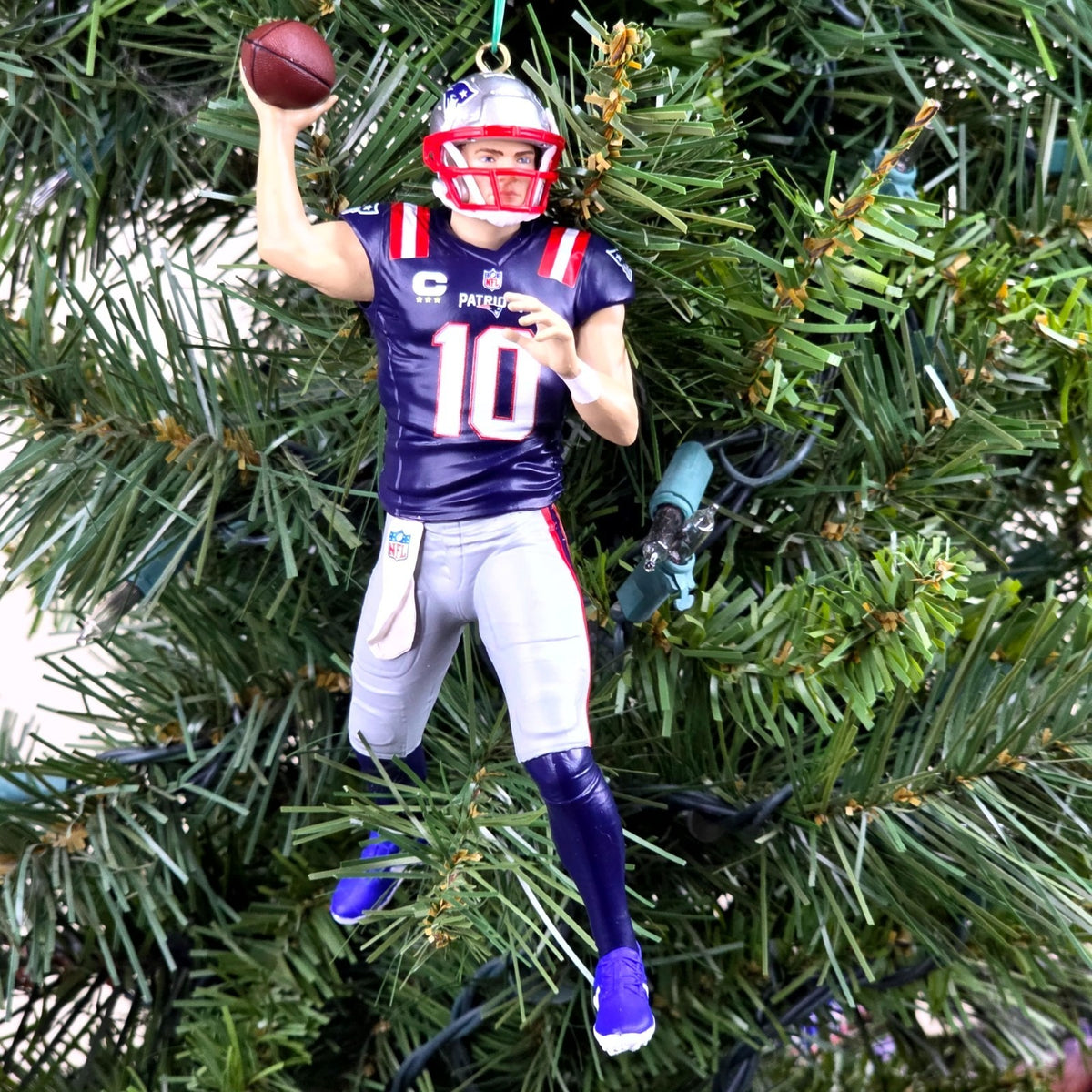 Drake Maye New England Patriots Football NFL Xmas Ornament Holiday Jersey #10