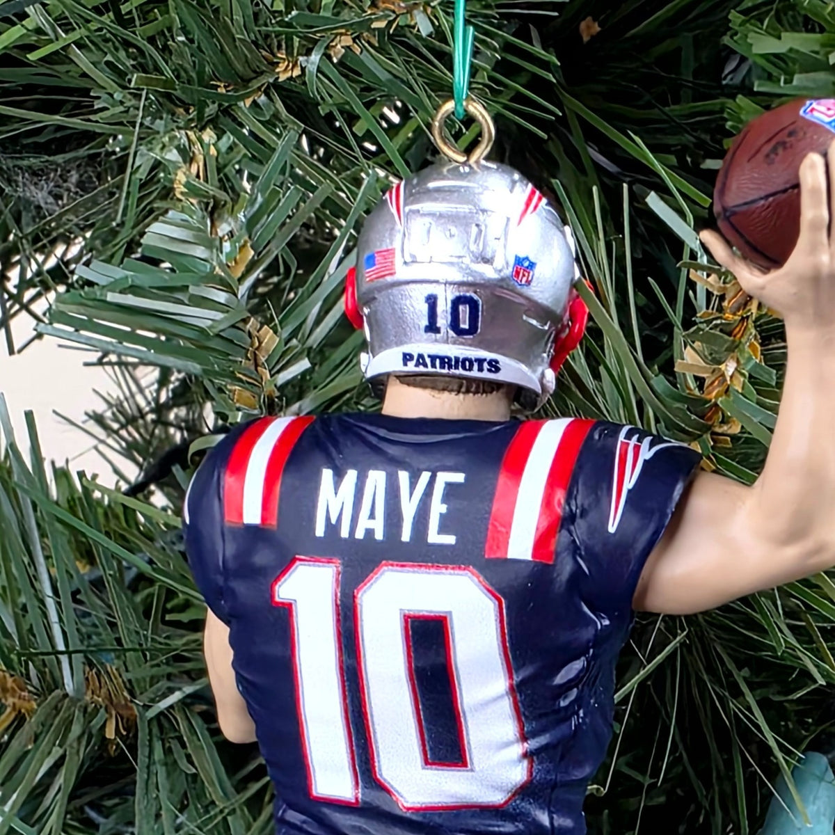 Drake Maye New England Patriots Football NFL Xmas Ornament Holiday Jersey #10